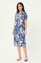 Indigo Floral Jersey Collared Dress