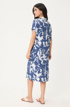 Indigo Floral Jersey Collared Dress