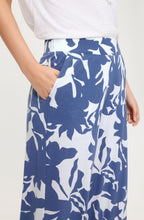 Indigo Floral Jersey Wide Cropped Anna Trousers