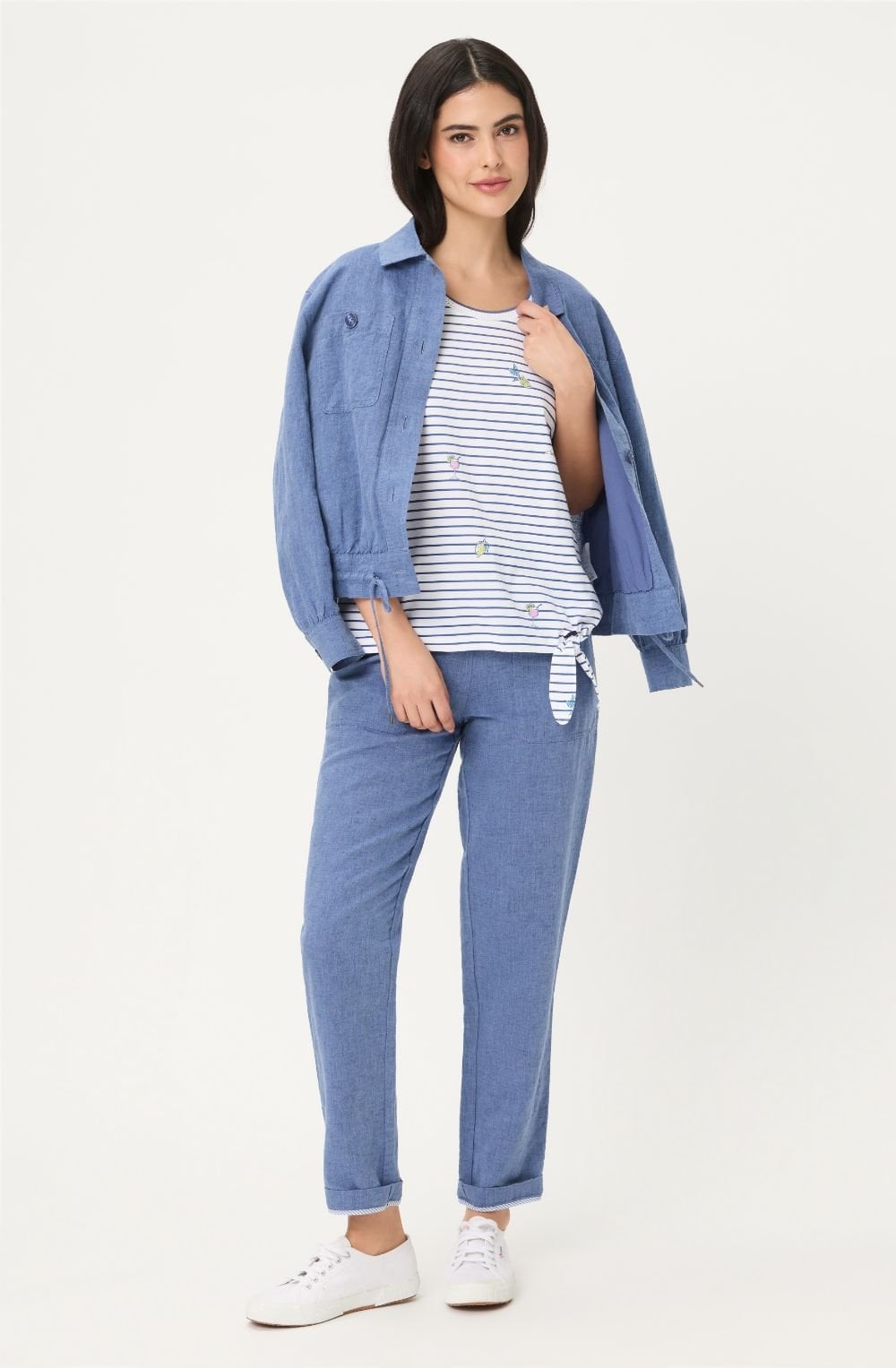 Indigo Striped Tie Detail Hannah T-Shirt