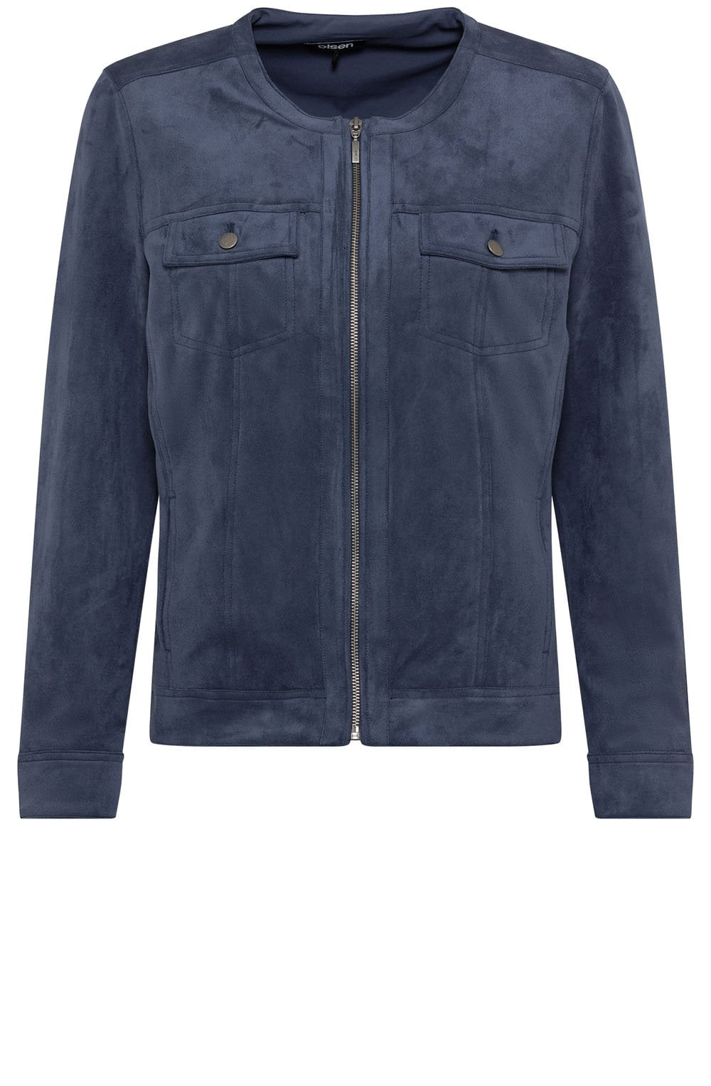 Indigo Suede Effect Biker Jacket