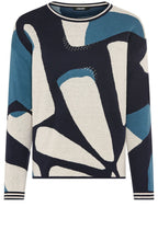 Ink Blue Abstract Print and Diamante Cora Jumper