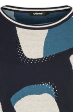 Ink Blue Abstract Print and Diamante Cora Jumper