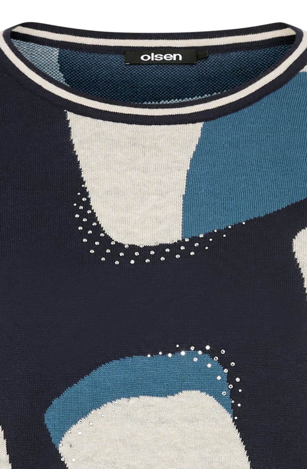 Ink Blue Abstract Print and Diamante Cora Jumper