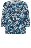 Ink Blue Abstract Print Clara Top