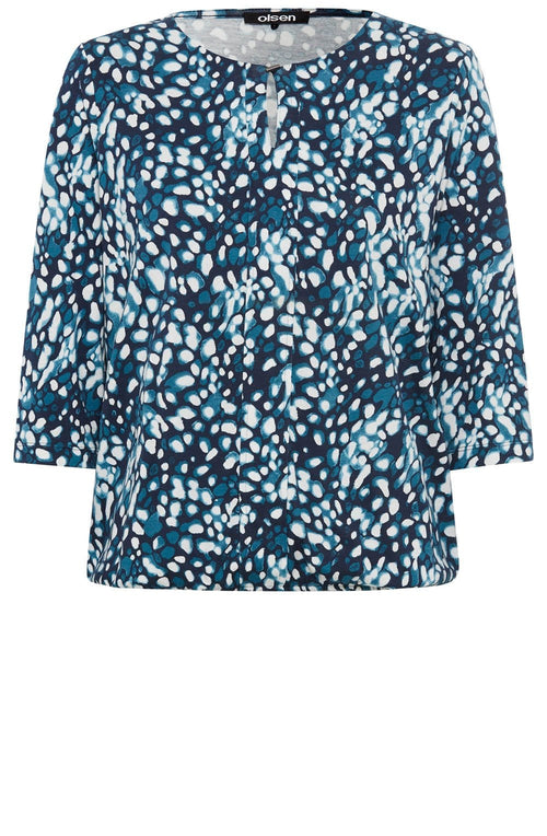 Ink Blue Abstract Print Clara Top