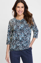 Ink Blue Abstract Print Clara Top