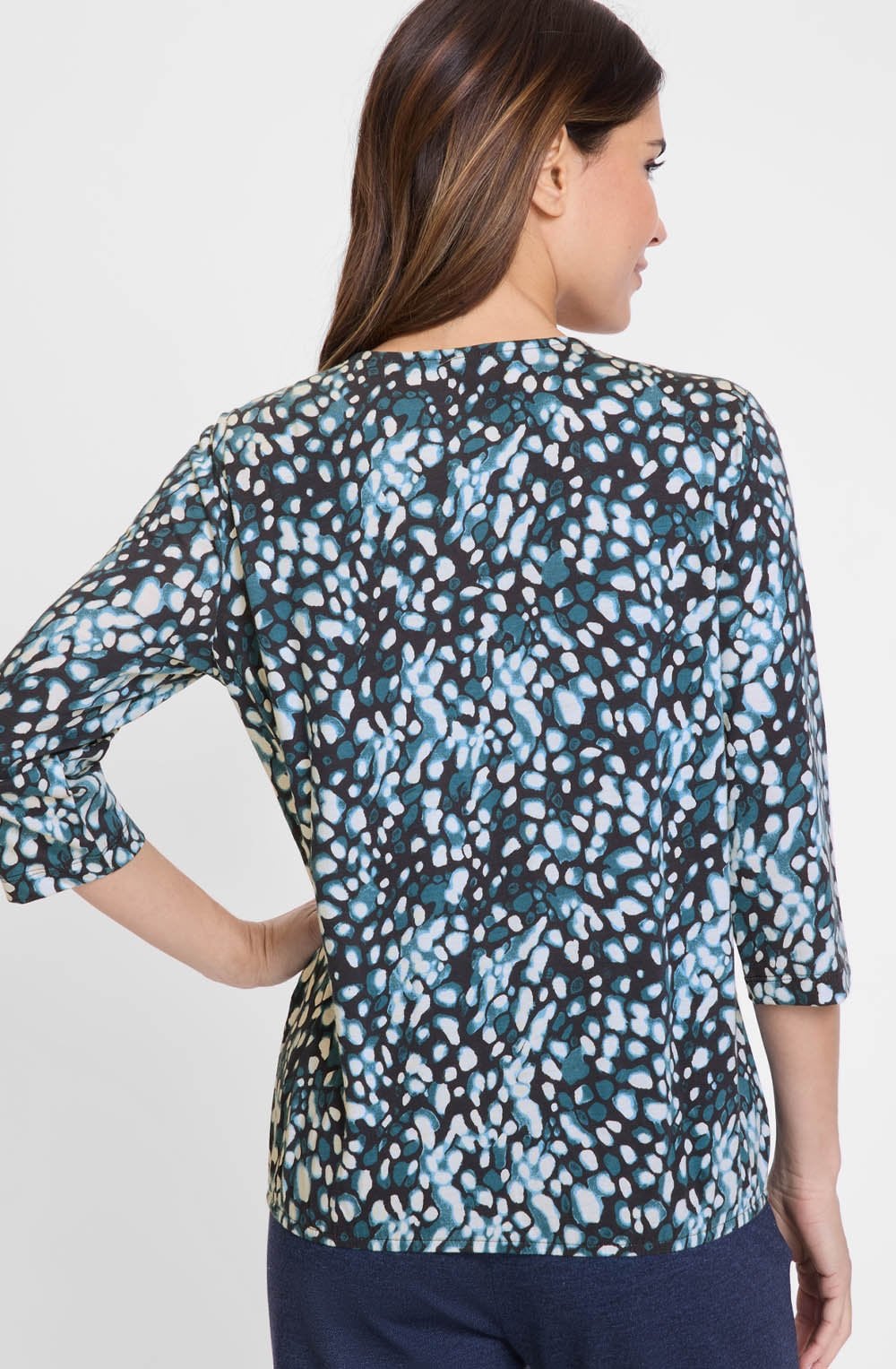 Ink Blue Abstract Print Clara Top