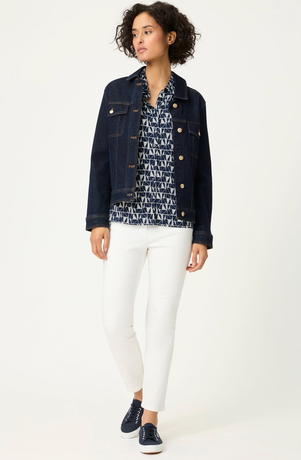 Ink Blue Abstract Print Jersey Hannah Blouse
