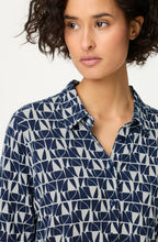 Ink Blue Abstract Print Jersey Hannah Blouse