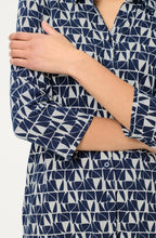 Ink Blue Abstract Print Jersey Hannah Blouse