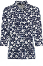 Ink Blue Abstract Print Jersey Hannah Blouse
