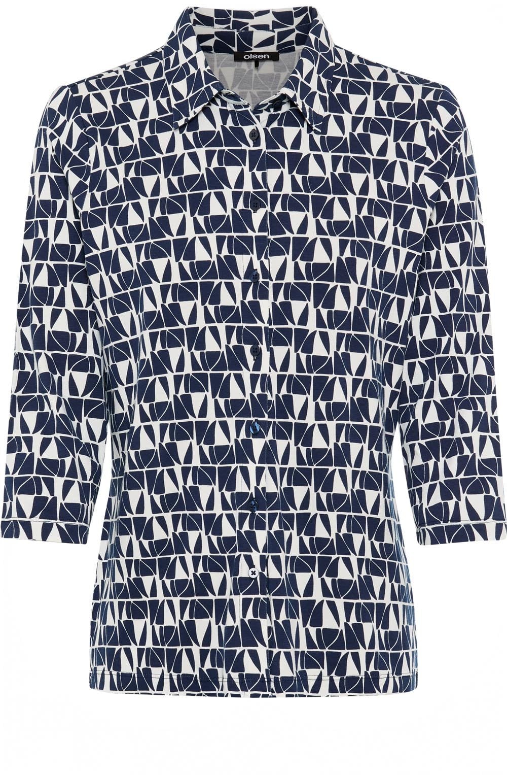 Ink Blue Abstract Print Jersey Hannah Blouse