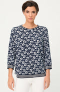 Ink Blue Abstract Print Relaxed Clara Top