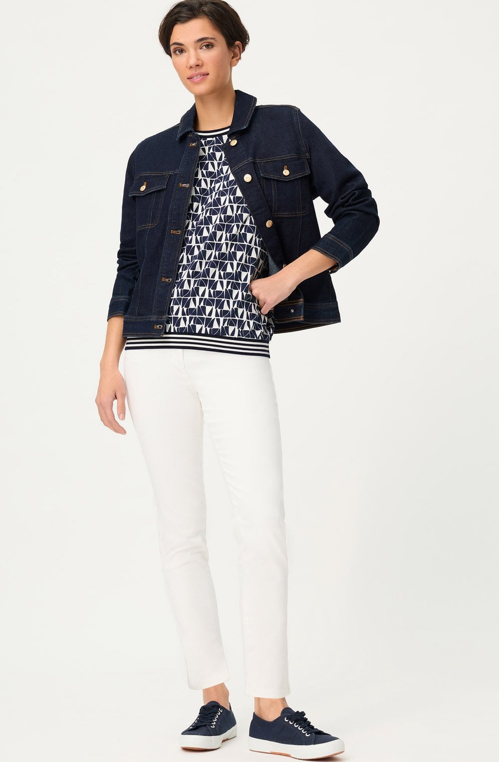 Ink Blue Abstract Print Relaxed Clara Top