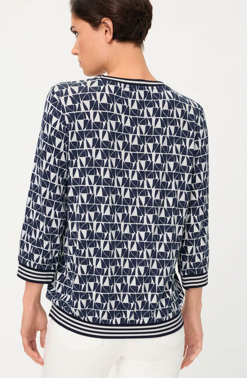 Ink Blue Abstract Print Relaxed Clara Top