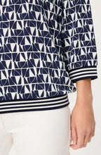 Ink Blue Abstract Print Relaxed Clara Top