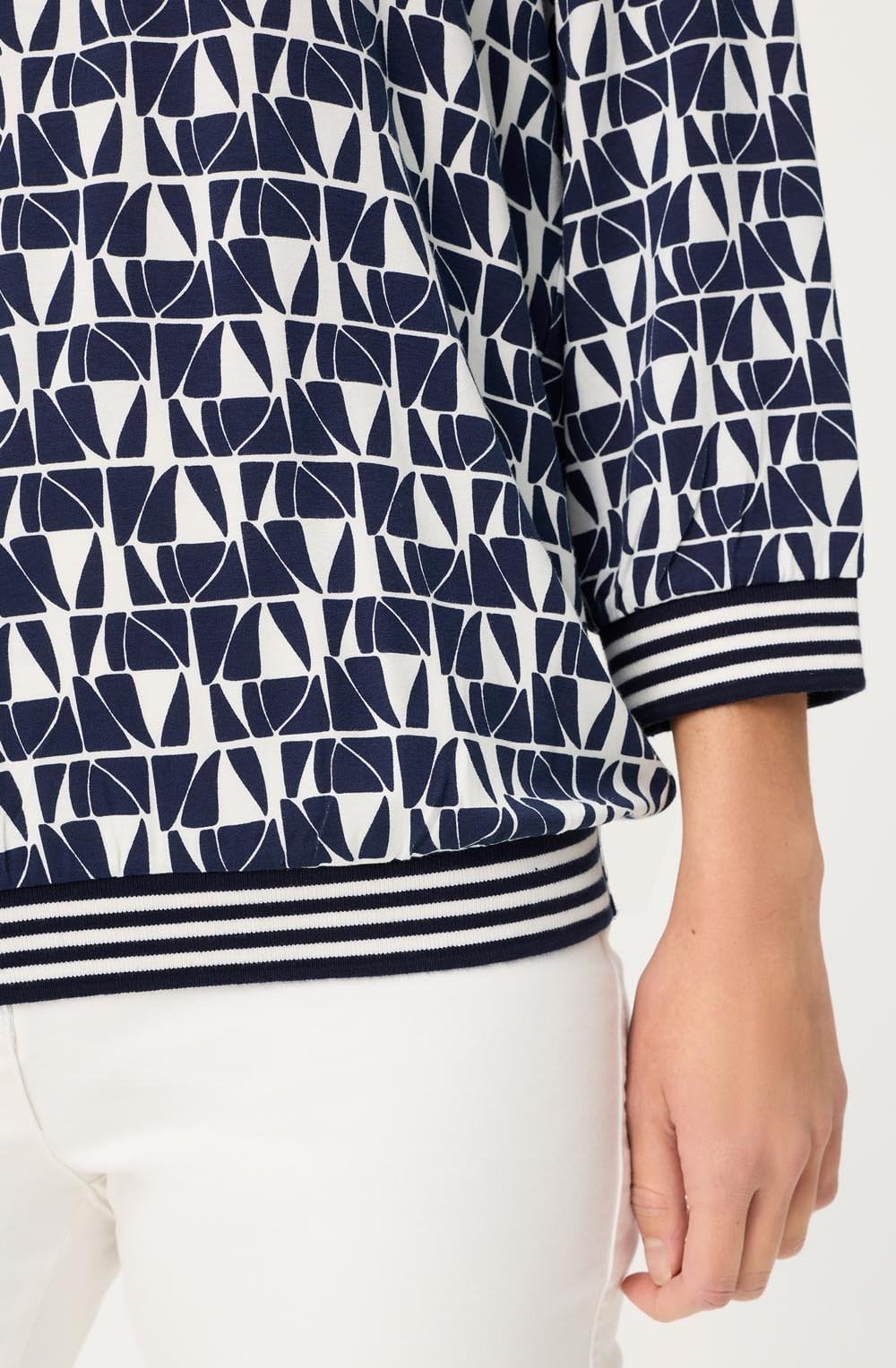 Ink Blue Abstract Print Relaxed Clara Top