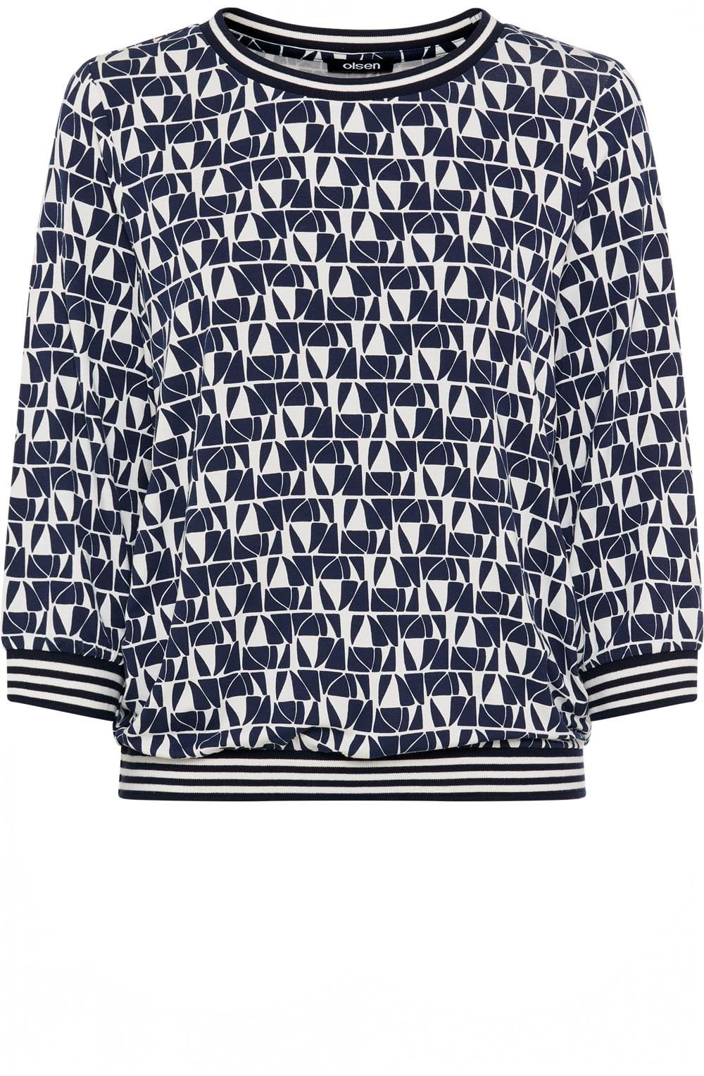 Ink Blue Abstract Print Relaxed Clara Top
