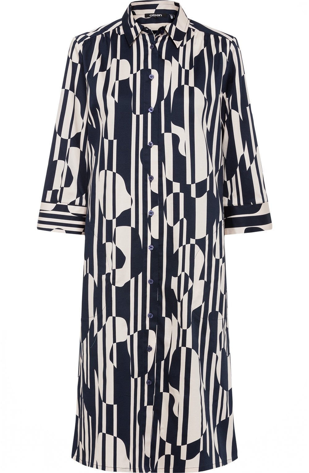 Ink Blue All Over Print Shirt Dress