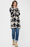 Ink Blue and Beige Longline Henny Cardigan