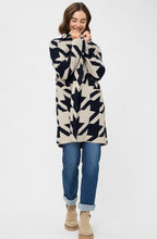Ink Blue and Beige Longline Henny Cardigan