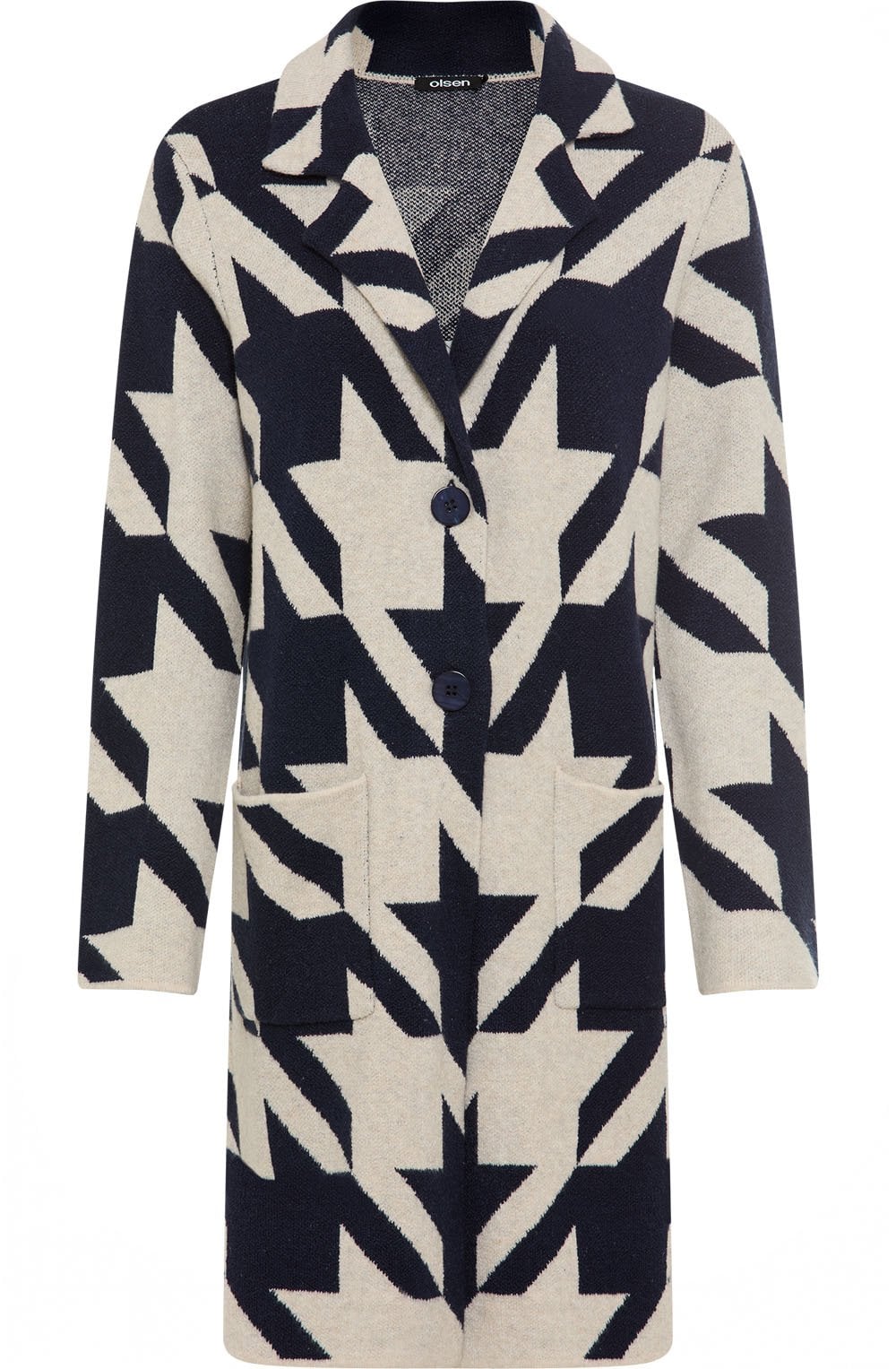 Ink Blue and Beige Longline Henny Cardigan