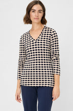 Ink Blue and Beige Textured Jersey Edda Top