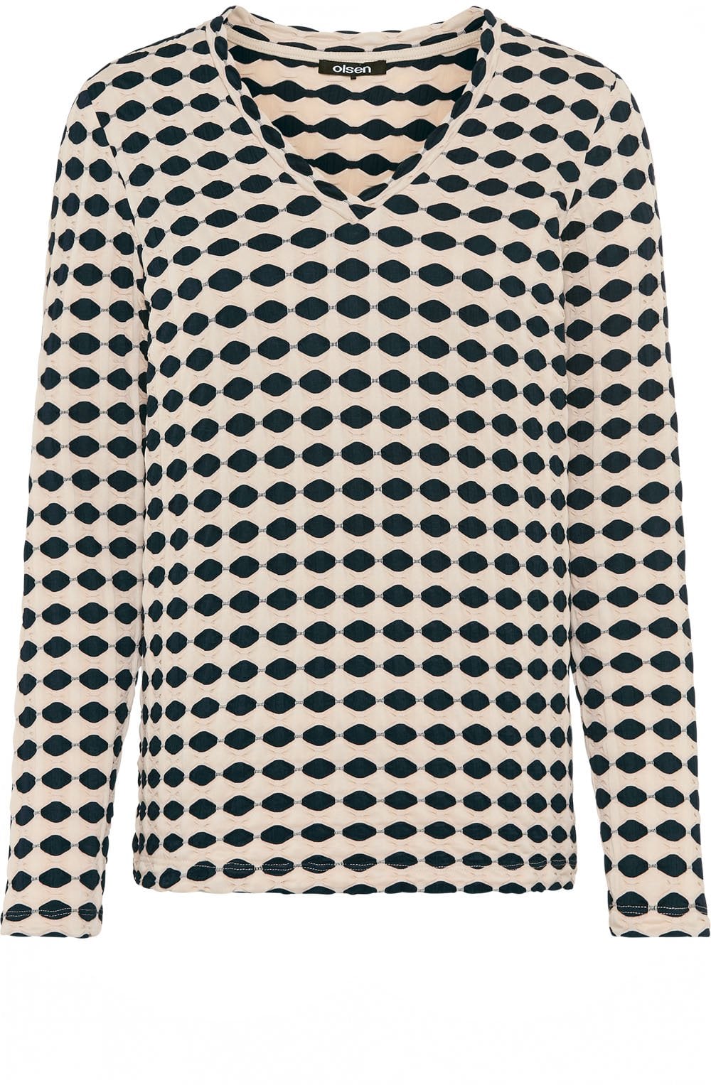 Ink Blue and Beige Textured Jersey Edda Top