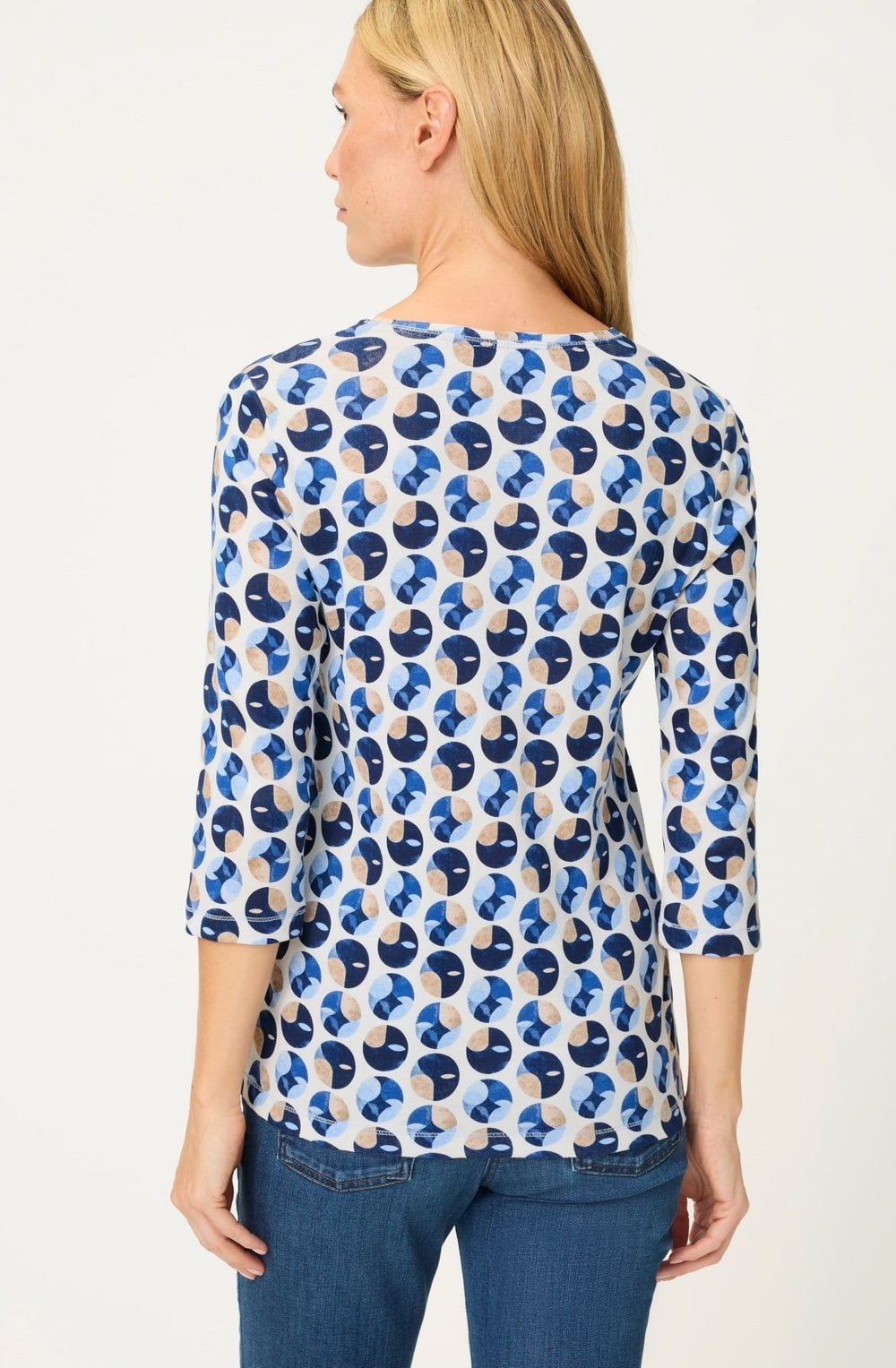 Ink Blue and Classic Beige Circle Edda Top