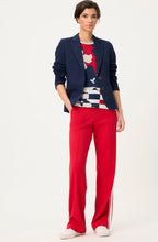 Ink Blue and French Red Abstract Print Hannah Top