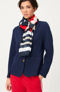 Ink Blue and French Red Lightweight Frayed Edge Scarf