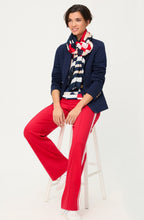 Ink Blue and French Red Lightweight Frayed Edge Scarf