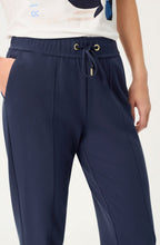 Ink Blue and Gold Detail Lisa Straight Fit Jersey Trousers