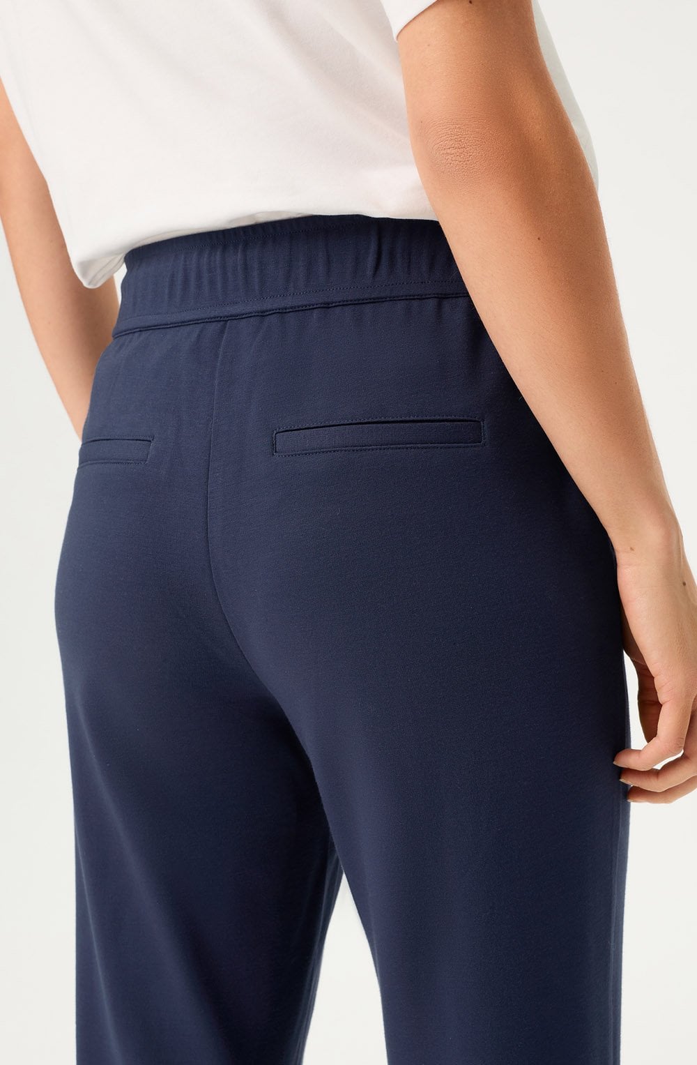Ink Blue and Gold Detail Lisa Straight Fit Jersey Trousers