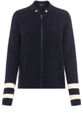 Ink Blue and Gold Detail Ribbed Cardigan