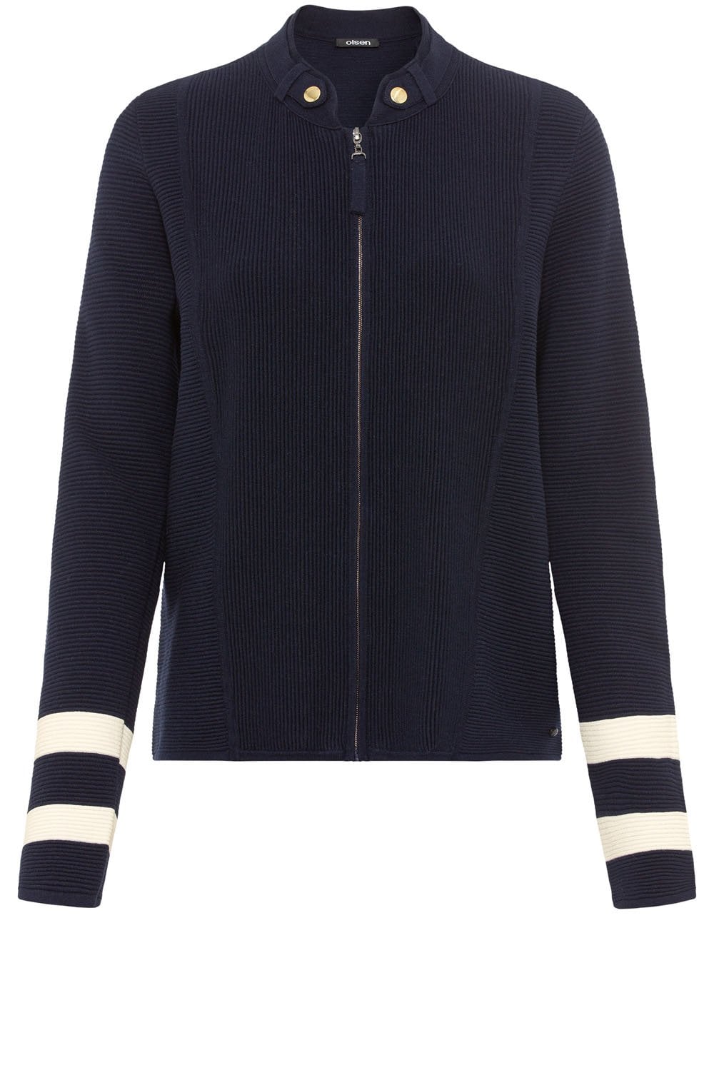 Ink Blue and Gold Detail Ribbed Cardigan