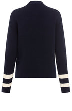 Ink Blue and Gold Detail Ribbed Cardigan