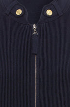 Ink Blue and Gold Detail Ribbed Cardigan