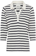 Ink Blue and Off White Hannah Polo Top