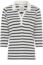 Ink Blue and Off White Hannah Polo Top