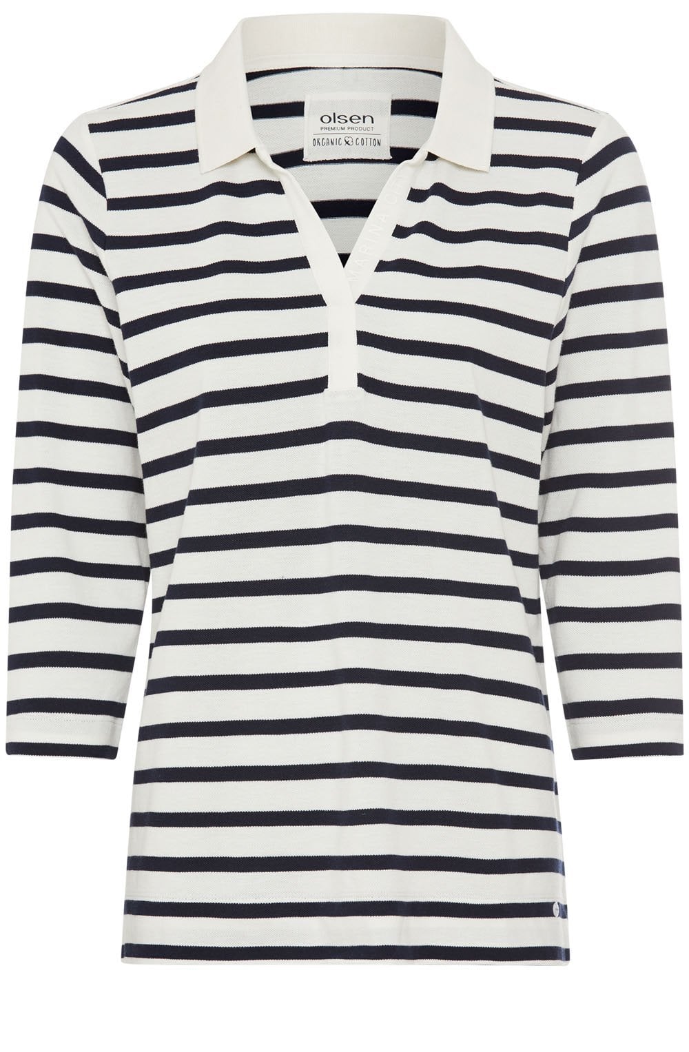 Ink Blue and Off White Hannah Polo Top