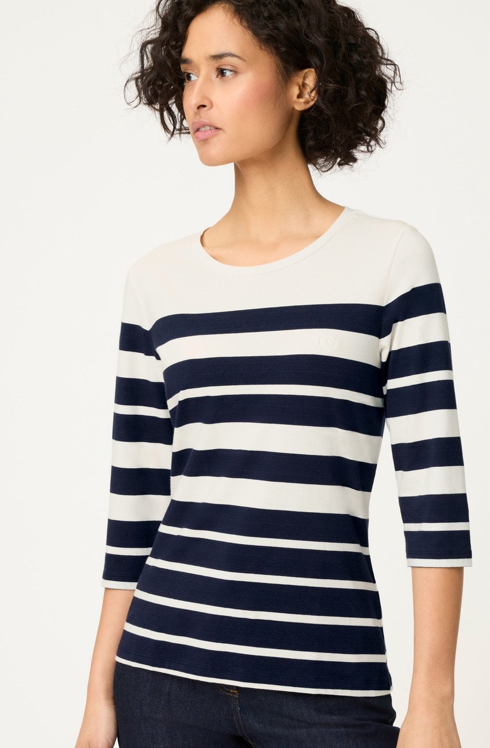 Ink Blue and Off White Striped Edda Top