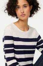 Ink Blue and Off White Striped Edda Top