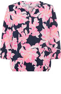 Ink Blue and Pink Floral Clara Blouse