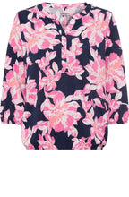 Ink Blue and Pink Floral Clara Blouse
