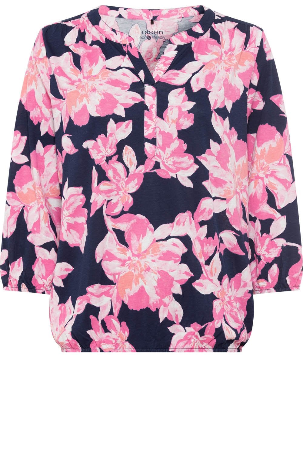 Ink Blue and Pink Floral Clara Blouse