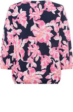 Ink Blue and Pink Floral Clara Blouse