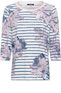 Ink Blue and Pink Floral Hannah Top