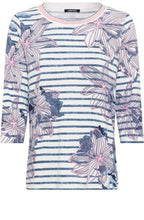 Ink Blue and Pink Floral Hannah Top
